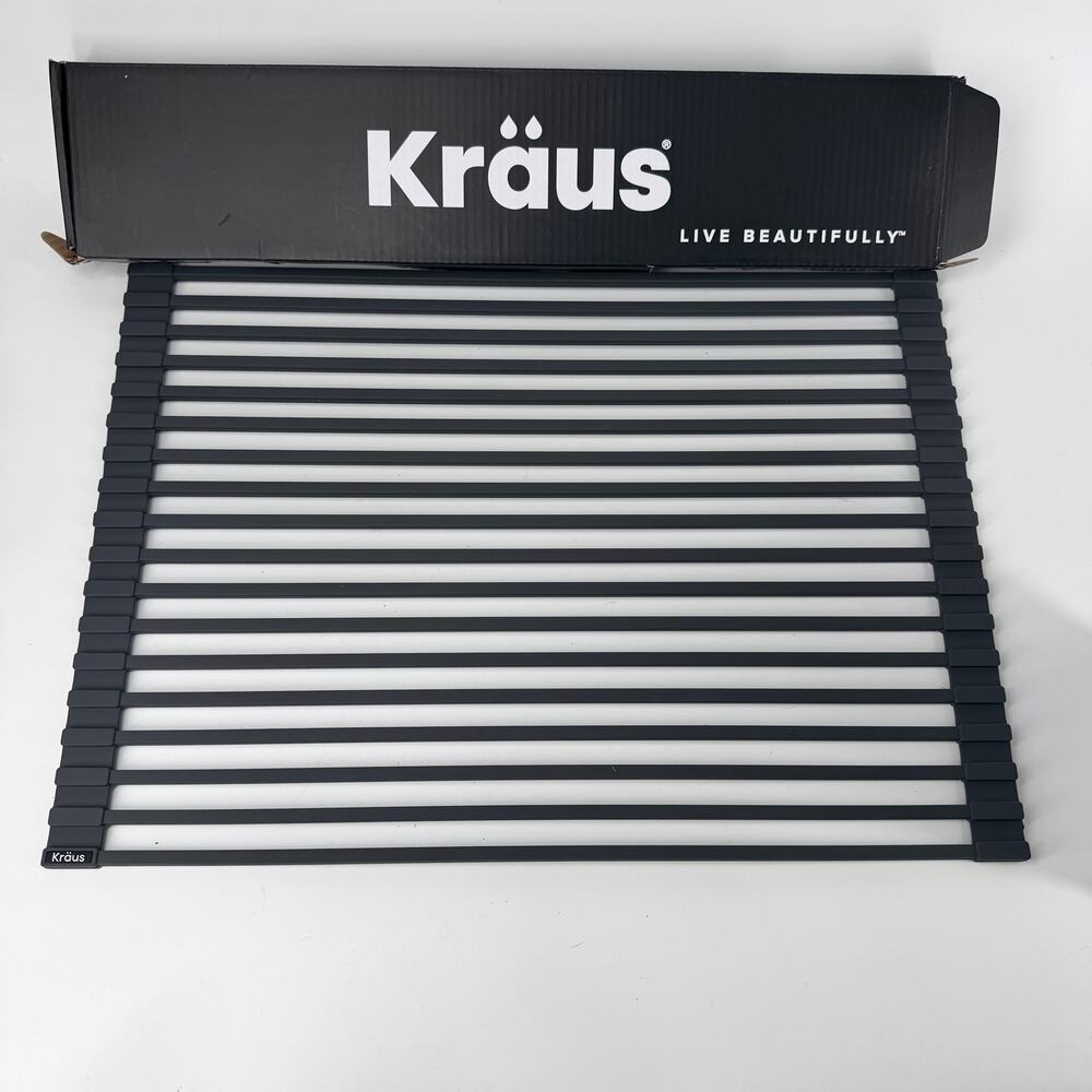 Kraus KRM-11DG Roll-Up Dish Drying Rack — Dark Grey, New in Box